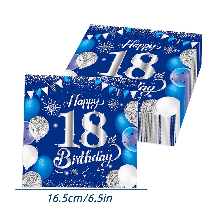 Image of 30pcs Happy 18th Birthday Napkins, Boys And Girls Green Silvery 18th Birthday Napkins, Suitable For 18th Birthday Happy Theme Party Decoration Supplies For Halloween、christmas