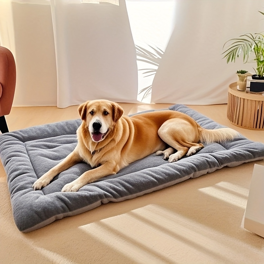 

Reversible Large Dog Bed Mat - , Dual-sided Polyester Sofa For Medium To Large Breeds, Gray And Yellow With Pillow Detail