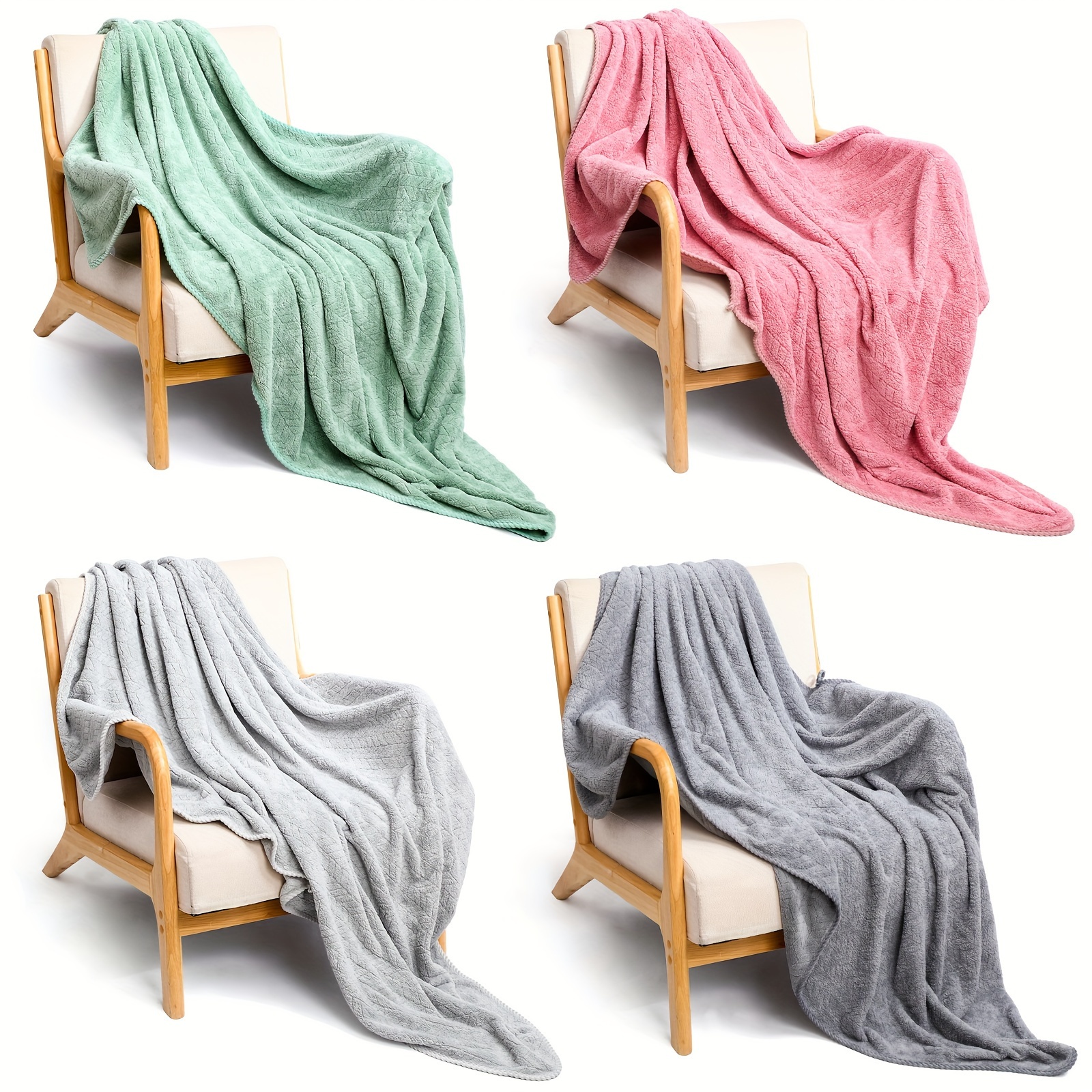 

4 Pieces Extra Large Flannel Fleece Throw Blanket 50 X 70 Inches Soft Warm Bed Blanket Leaves Pattern Plush Lightweight Blanket For Winter Couch Sofa Home Travel Most Season Use, 4 Colors