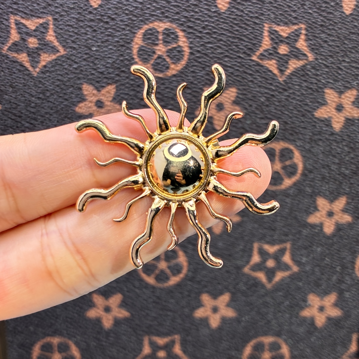 Golden and Silvery Contrast Sunflower Brooch, Everyday Versatile Accessory