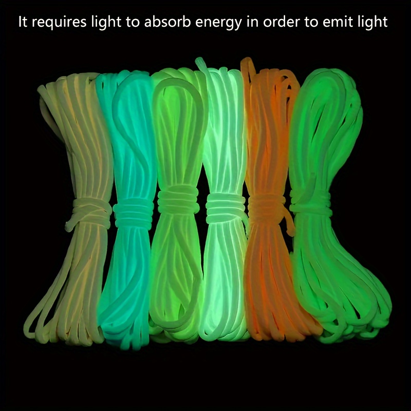 

10ft Glow In The Dark Paracord Set, 7 Strand Nylon Rope, 0.16 Inch Diameter, Outdoor Camping Cord, White, Polyester Blend, 110 Lbs Tensile Strength, No Magnesium Rod/flint - 4 Pack