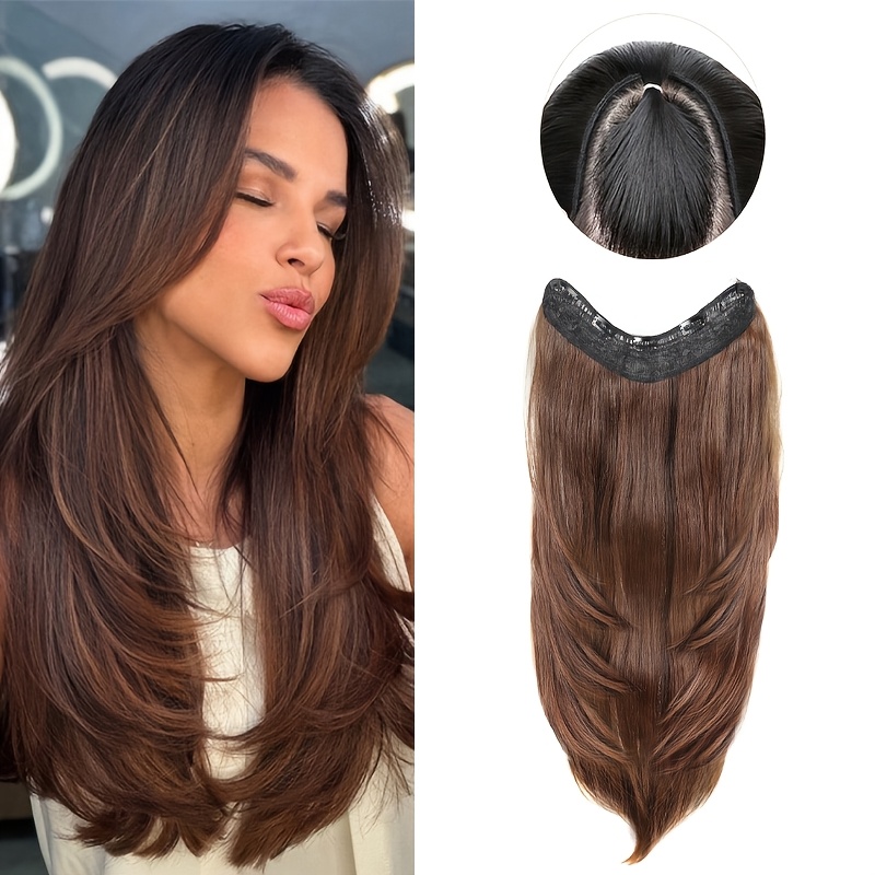 TEMU Lot de 5 épingles à cheveux pour extension de cheveux longues superposées, droites et ondulées de V, pour des femmes