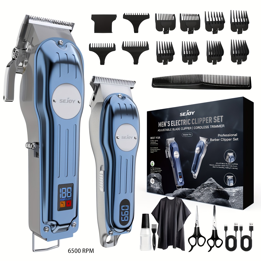 TEMU Sejoy Hair Clippers Professional Cordless For Men, Hair Beard Trimmer Kit, Professional Clippers For Hair Cutting Kit With Led Display,