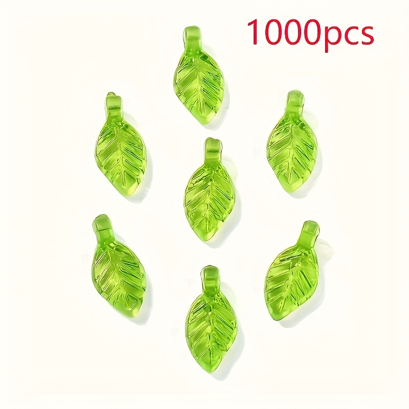 E-shop 1000 Stück Transparente Grüne Acryl Blatt Anhänger - Perforierte Schmuckherstellungszubehör für Armbänder, Schlüsselanhänger und Ohrringe,