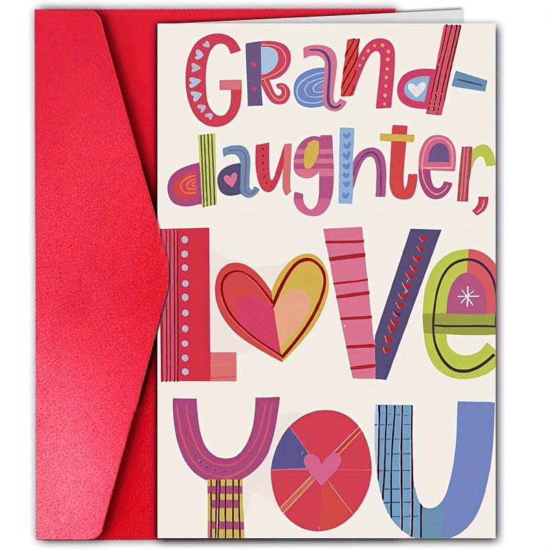 

1pc Personalized Greeting Card For Granddaughter - Perfect For Birthday, Grandparent's Day & Thank You Occasions - Family-friendly Design