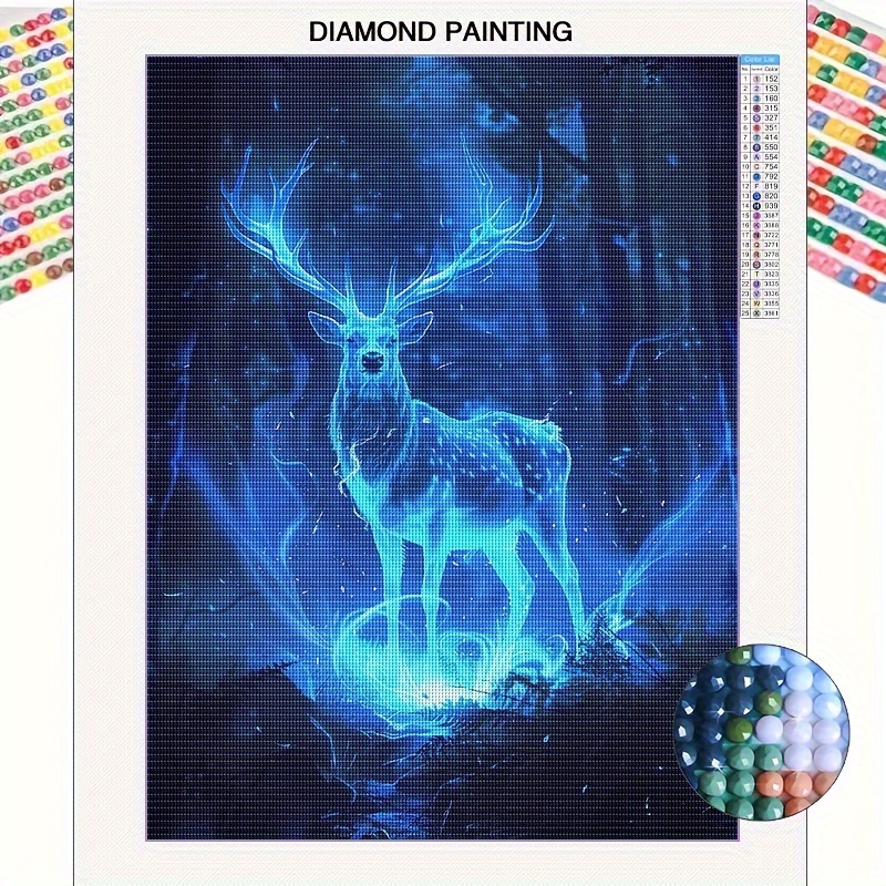 

Glowing Deer Diamond Painting Kit: Adult 5d Art Set, Waterfall Diamonds, Diy Handicraft Project, Mosaic Wall Art, Home Decoration Gift, Unframed, Suitable For Bedroom, Living Room, 11.8in X 15.8in