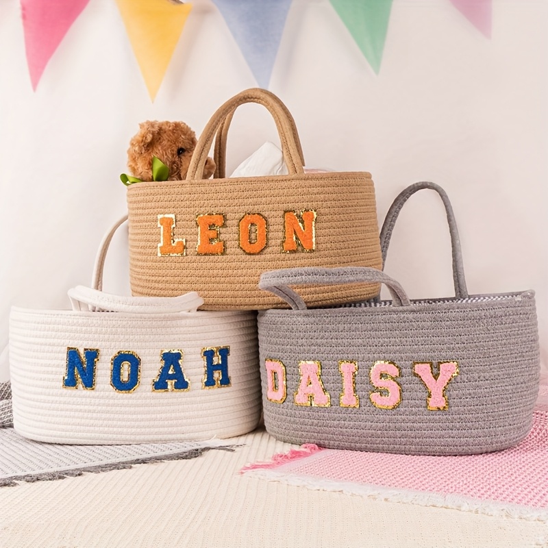 Pure Handmade Custom Basket with English Name Alphabet Template