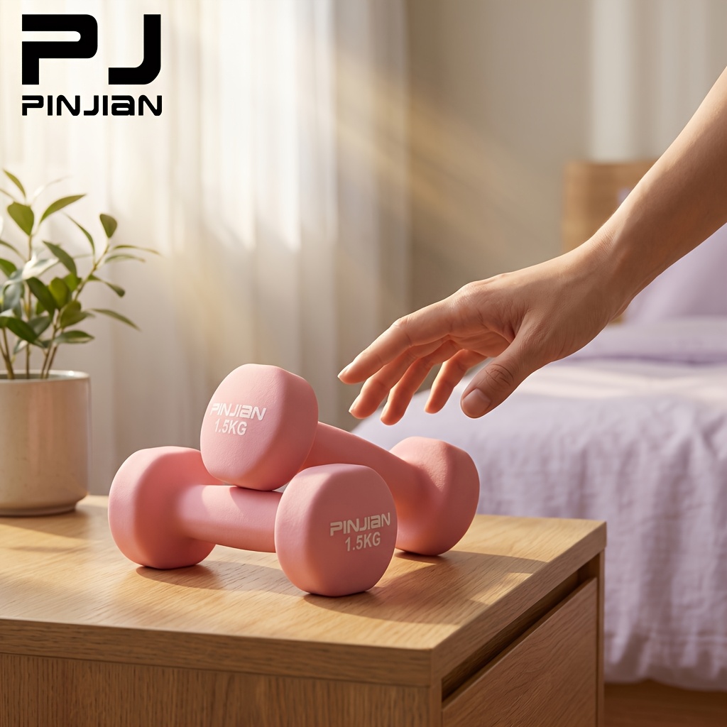 Pinjian Women's Two-Pair Multi-Functional Dumbbell Set, Portable Color-coated Dumbbells, Suitable for Home and Gym Use, 