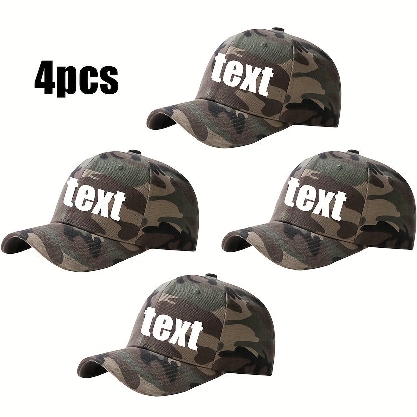 4pcs Custom Camo Baseball Caps with Personalized Logo