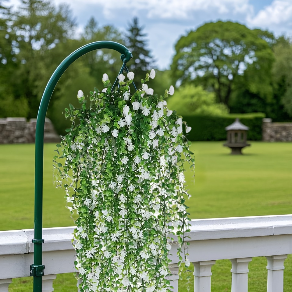 Image of 4 Realistic Artificial Camellia Plants Hanging Outdoor/indoor - Plastic Flowers Suitable For Weddings, Mother's Day, Balcony & - Low-maintenance Decor (no Pot Included)
