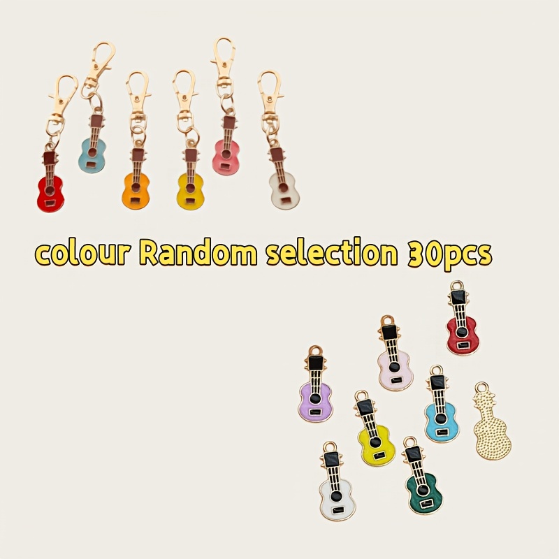 TEMU 30 Colorful Oil- Guitar Keychains, Colors . Bag Decoration And An Excellent Gift Choice