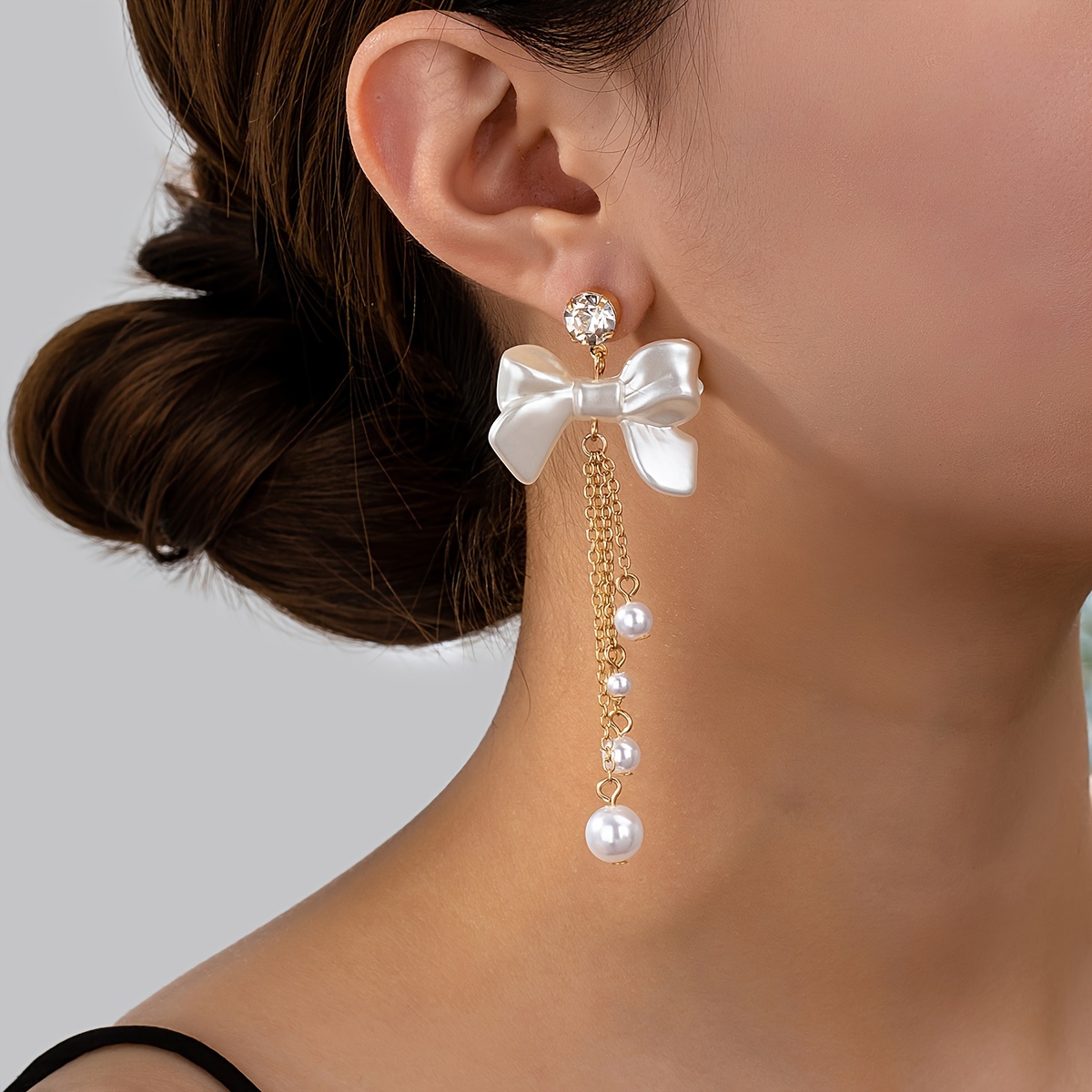 E-shop Ballett-Schleife Damen-Ohrringe im koketten Stil, , elegant zart, aus Acryl mit Kunst- Strasssteinen, geeignet für Partys, , Hochzeiten, Feste