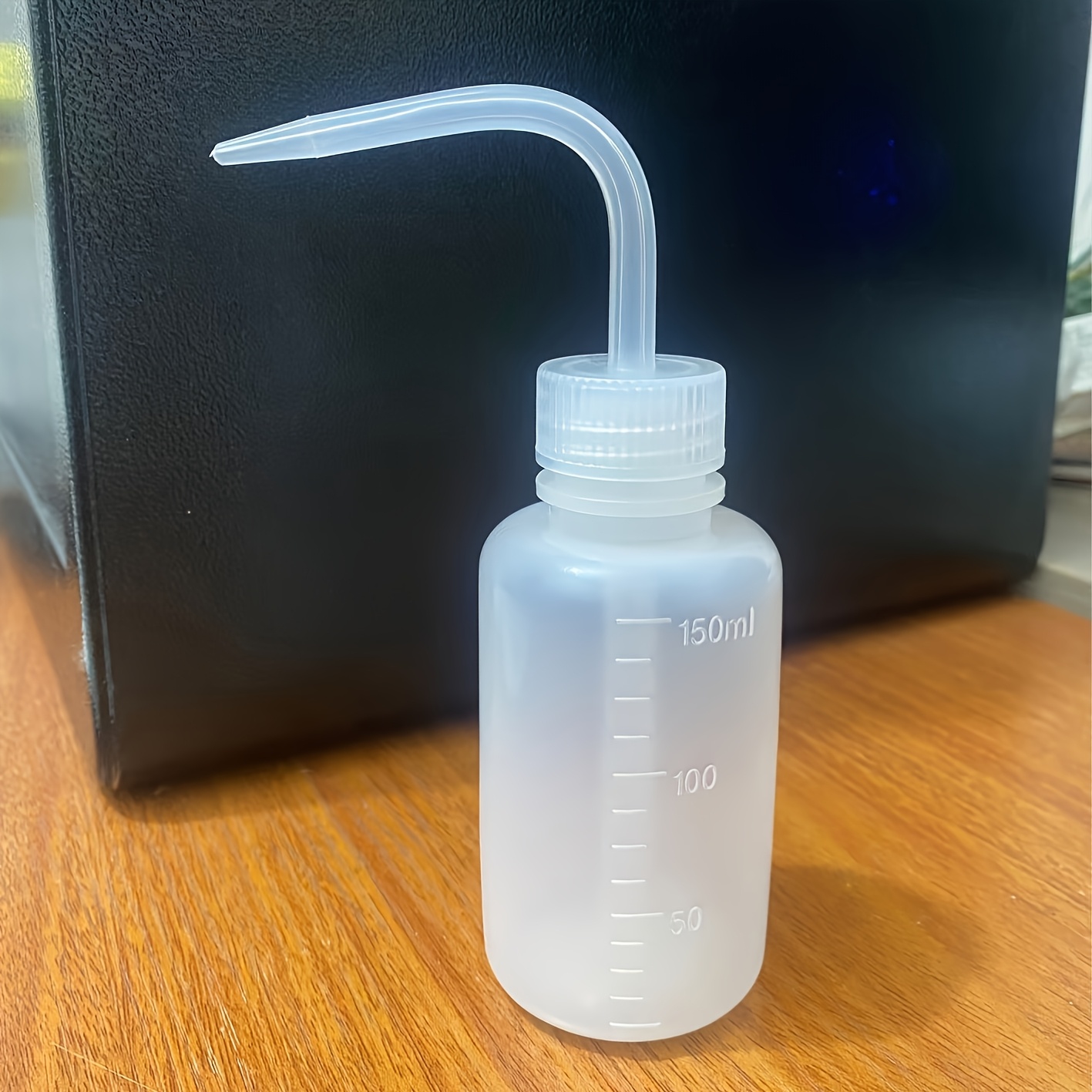 TEMU 1pc Plastic Squeeze Bottle With Curved Nozzle - Eyelash Serums, Makeup Application & Precision Cleaning - Durable Oval Design For Effortless