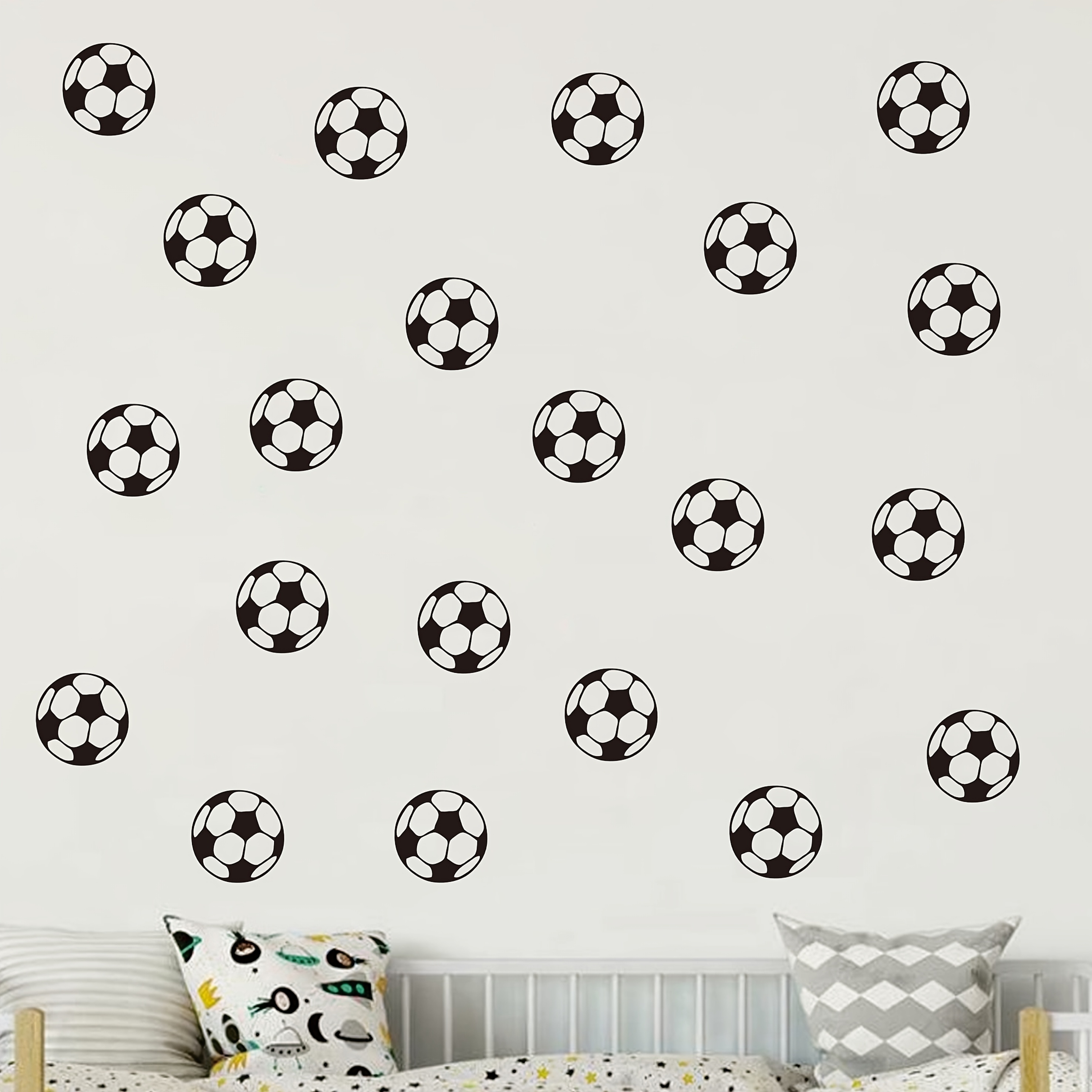 Image of 10 Footballs Per Pack Football Vinyl Stickers Wall Decoration Suitable For Living Room Bedroom Kitchen Decoration Design Easy To Stick And Remove Glass Stickers