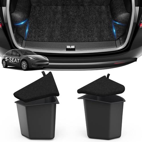 trunk storage bins for tesla 2022 2023 rear trunk organizer side storage boxs with lids abs waterproof protector packets accessories