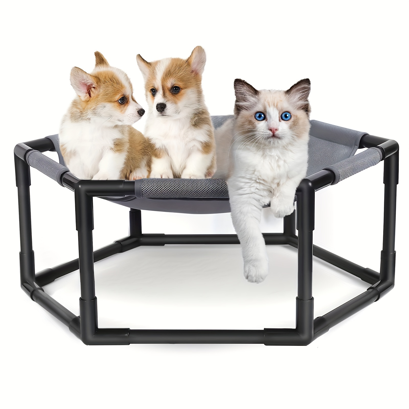 

Elevated Dog Bed For Small Dogs With Washable Breathable Mesh And Removable Pvc Frame Raised Cooling Pet Cot Grey
