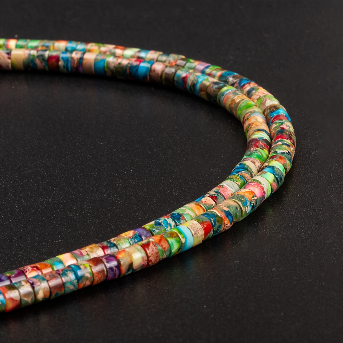 Image of (65-70)pcs/2 X 4mm Turquoise Stone Pipe Beads Cylindrical Partition Loose Beads, Bead String Jewelry Additions, Necklace, Earrings, Bracelet Production