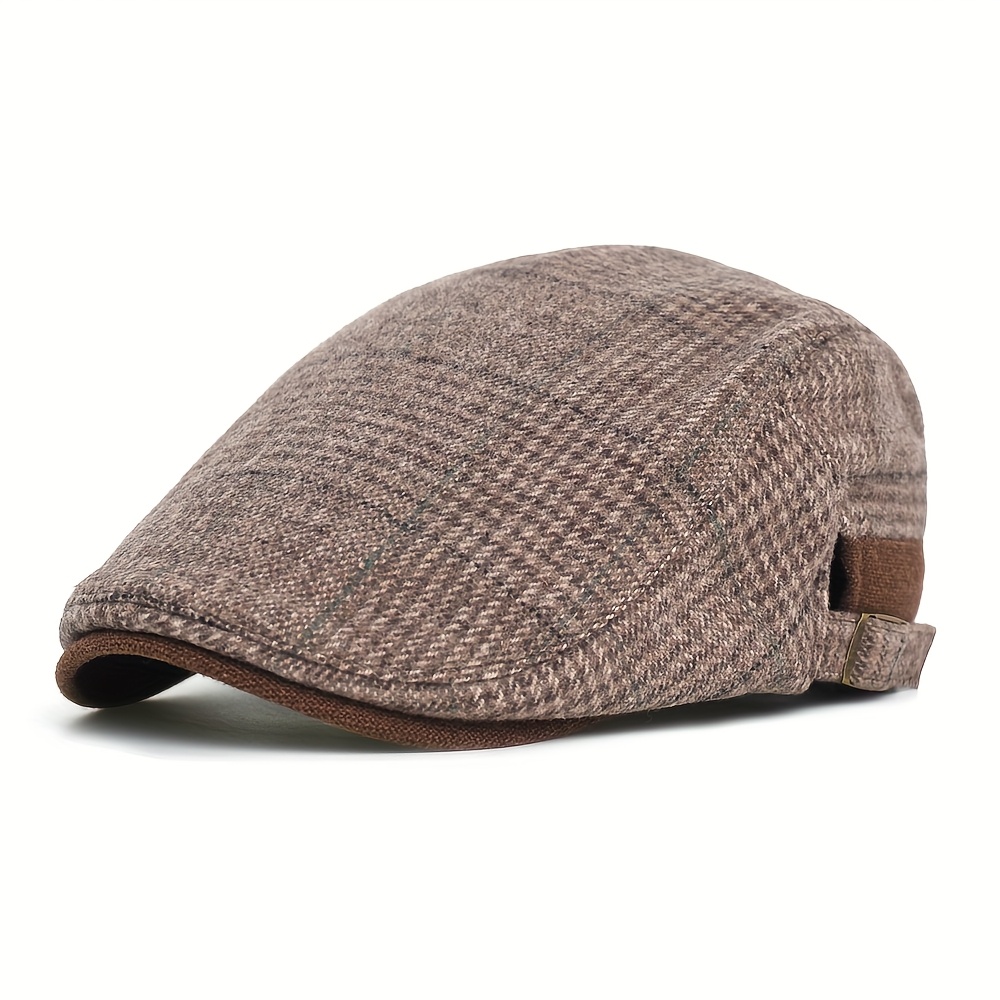 TEMU Winter Autumn Wool Warm Newsboy Cap Men Women Thick Warm Vintage Casual Berets Flat Hat Peaked Cap Adjustable, Winter Hat