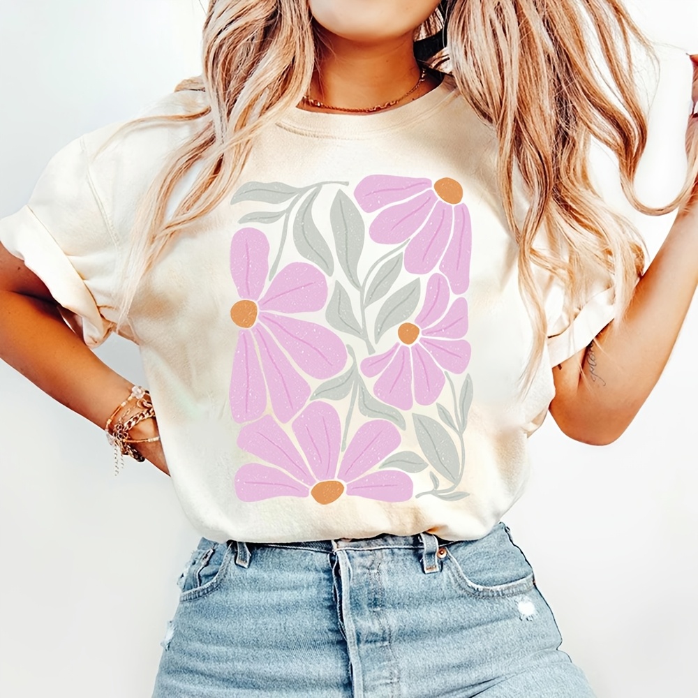 6개 추상 꽃무늬 diy 다림질 dtf 전사 - 티셔츠, 마스크, 청바지 및 배낭용 세탁 가능한 열전사 스티커 - 선명한 색상 및 내구성 있는 플라스틱 소재 - diy 의류 프로젝트에 완벽, 옷 스티커