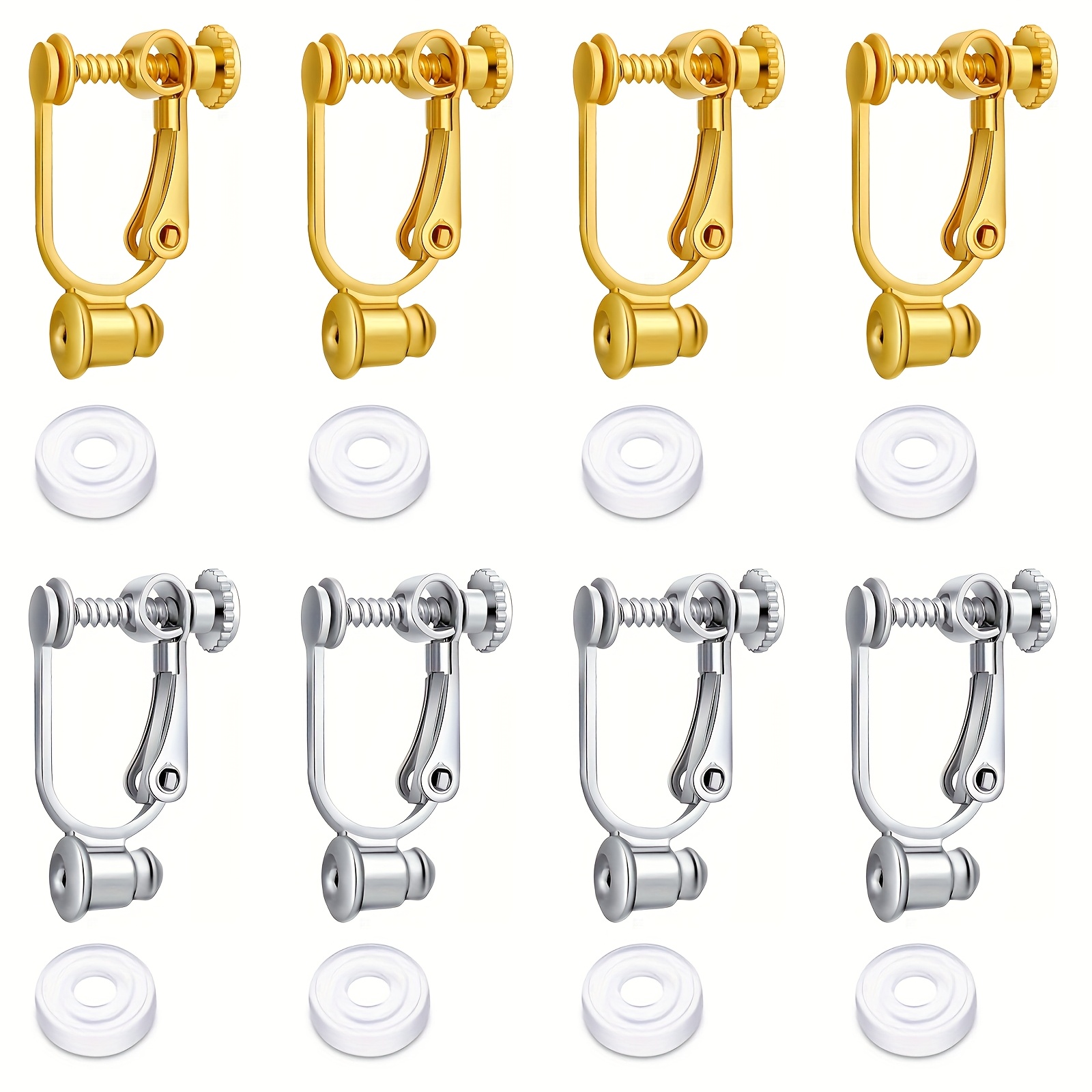 4/8pcs Clip-on Earrings Converter Components With Post For Non-pierced Ears With Comfort Earring Pads Earring Findings