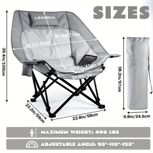 oversized heavy duty camping chair for adults large outdoor portable chair with cup holder side pocket and cooler bag 500lbs comfortable folding lawn chairs