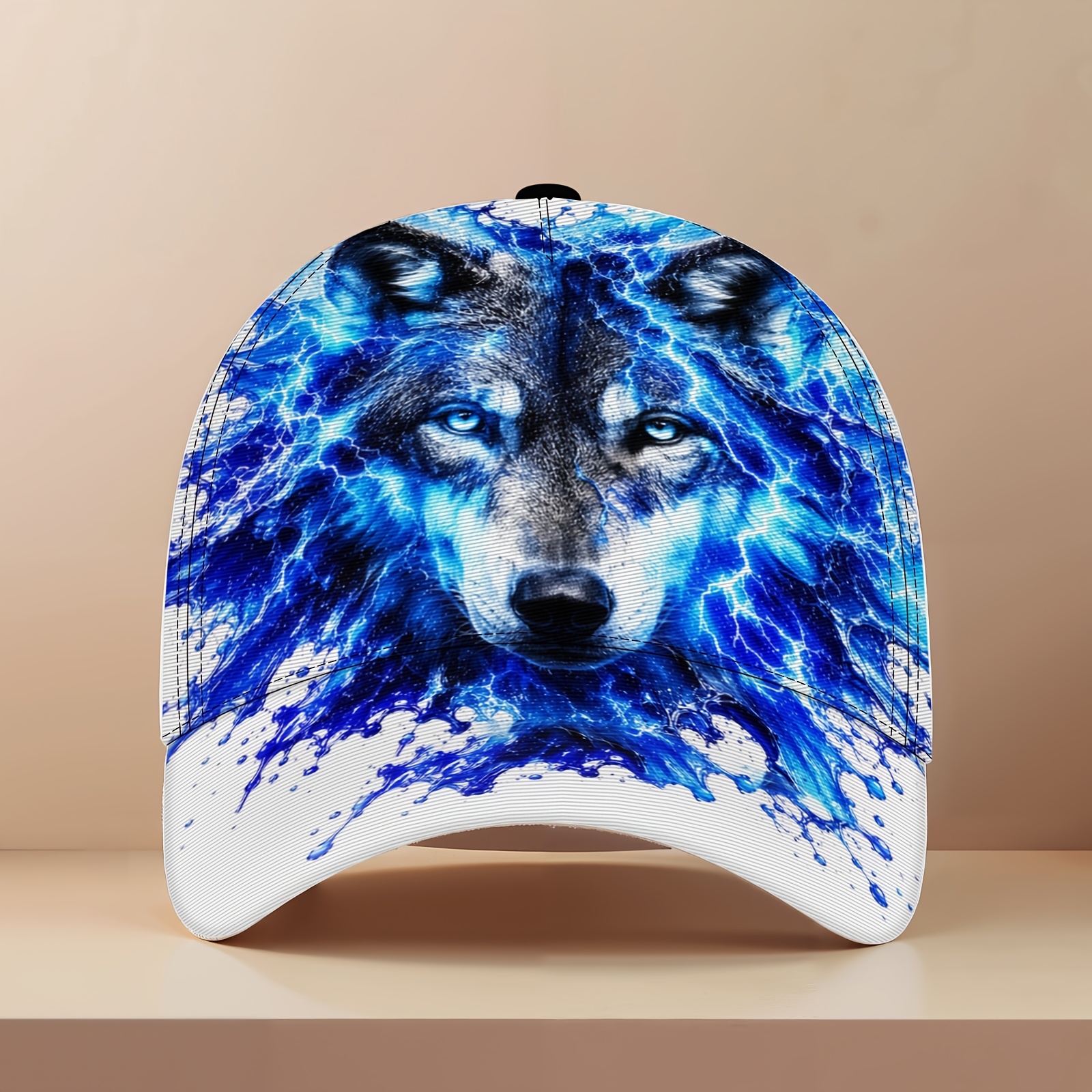 TEMU 1pc Blue Head Print Plain Baseball , Unisex Adjustable Breathable Hat, Sun Visor For Men And Women Outdoor Travel Sports Daily Use Halloween And