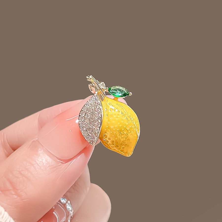 TEMU 1pc Elegante Mini Broche de Limón, Pin de Seguridad Antideslizante Diario Corsage