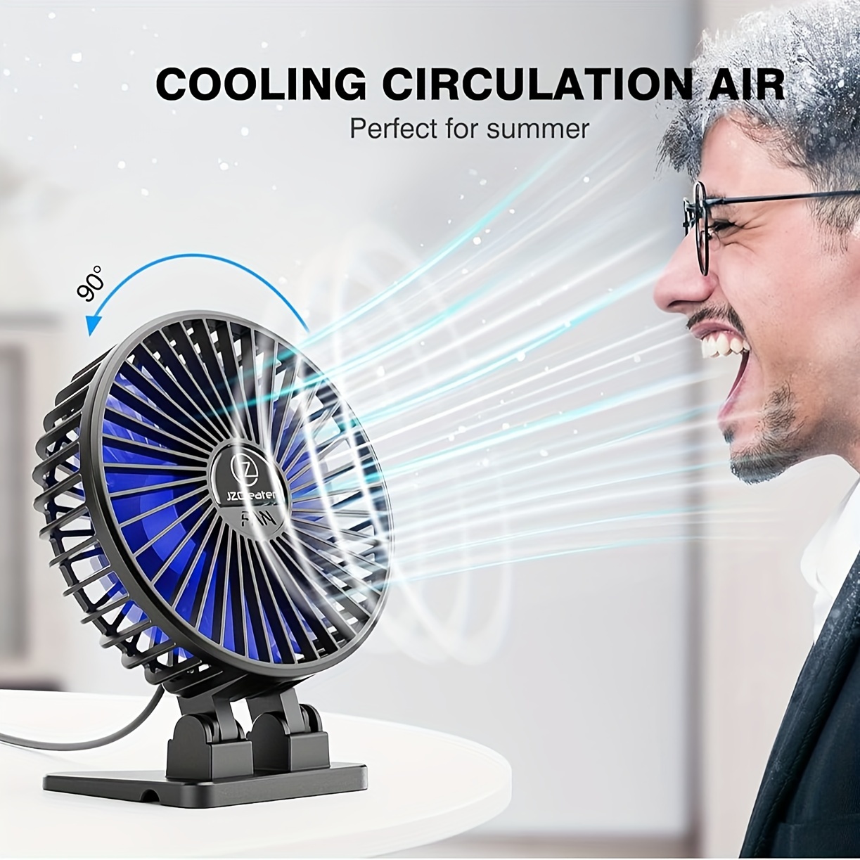 

1pc, Usb Desk Fan, Mini Fan Portable, 3 Speeds Desktop Table Cooling Fan, Plug In Power Fan, Rotation Strong Wind, Quiet Personal Small Fan For Home Desktop Office Travel Bedroom,black Blue