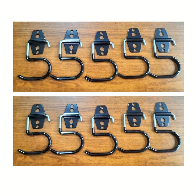 Image of A Set Of 10pcs Wall-mounted Broom Holder And Garage Wall-mounted Tool Storage Hooks, Metal S-hooks, For Mops, Shovels, Rakes, Shed, Garden, Lawn, Yard Handle Tools, Portable Storage S-hooks