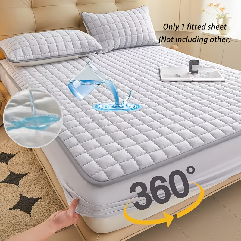 TEMU 1 pièce Protège-matelas imperméable de haute qualité, Drap-housse, Fabriqué avec la technologie de gaufrage , Couvre-lit et confortable, Lavable