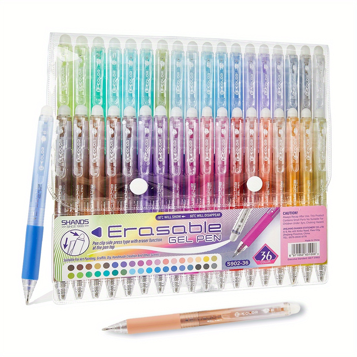12/24/36 Color Erasable Colored Gel Pen, Quick-drying And Does Not Smudge. Suitable For Painting, Writing, Journaling, Marking, Etc. Heat Erasable, Side Clip Push-button Pen, Ballpoint Pen