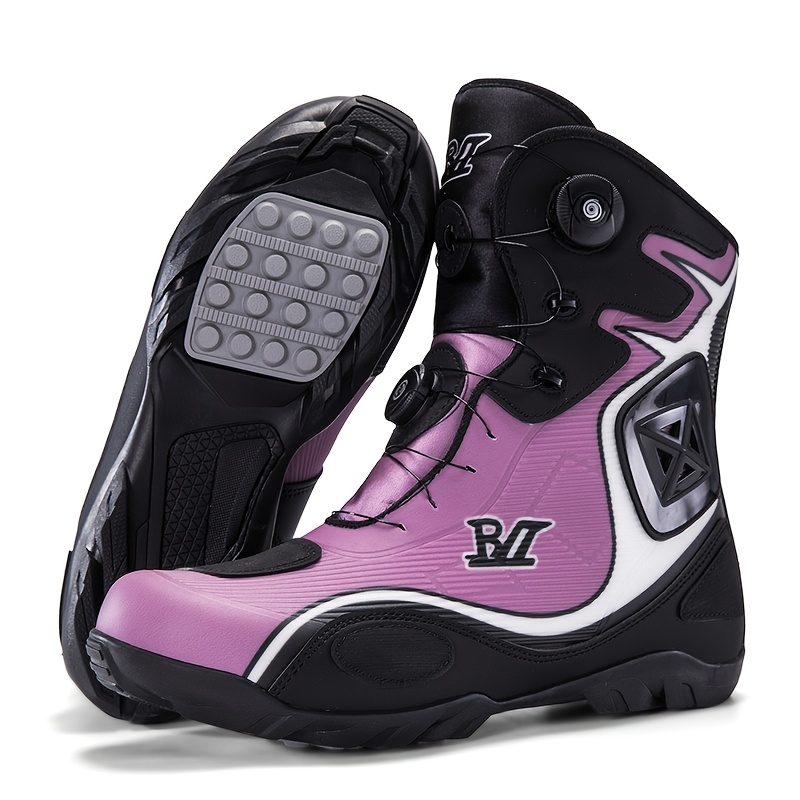 Visoke motoristične škornje, unisex stil, hitro zapiranje z gumbom, čevlji za vsakodnevno vožnjo, obutev za motoristično vožnjo na prostem