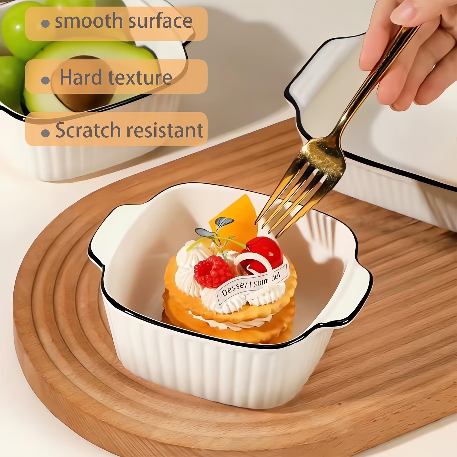 4pcs 13oz ceramic baking dishes black rimmed square baking - Temu