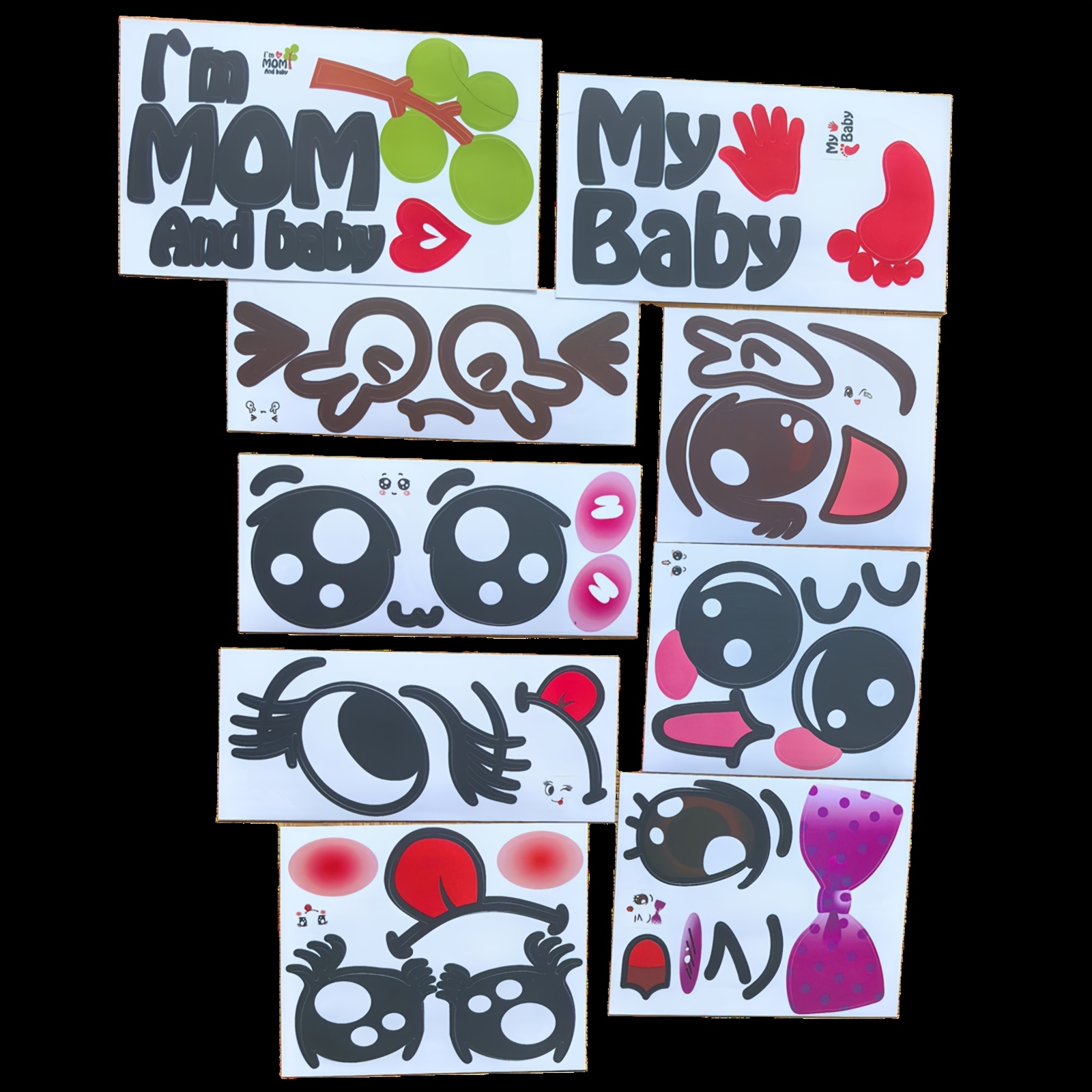 Image of 9pcs Funny & Cute Pregnancy - Maternity Decals For Showers, Adorable Bump Stickers With Faces, "my " & "" Designs, Mixed Colors, Perfect For Expecting Moms