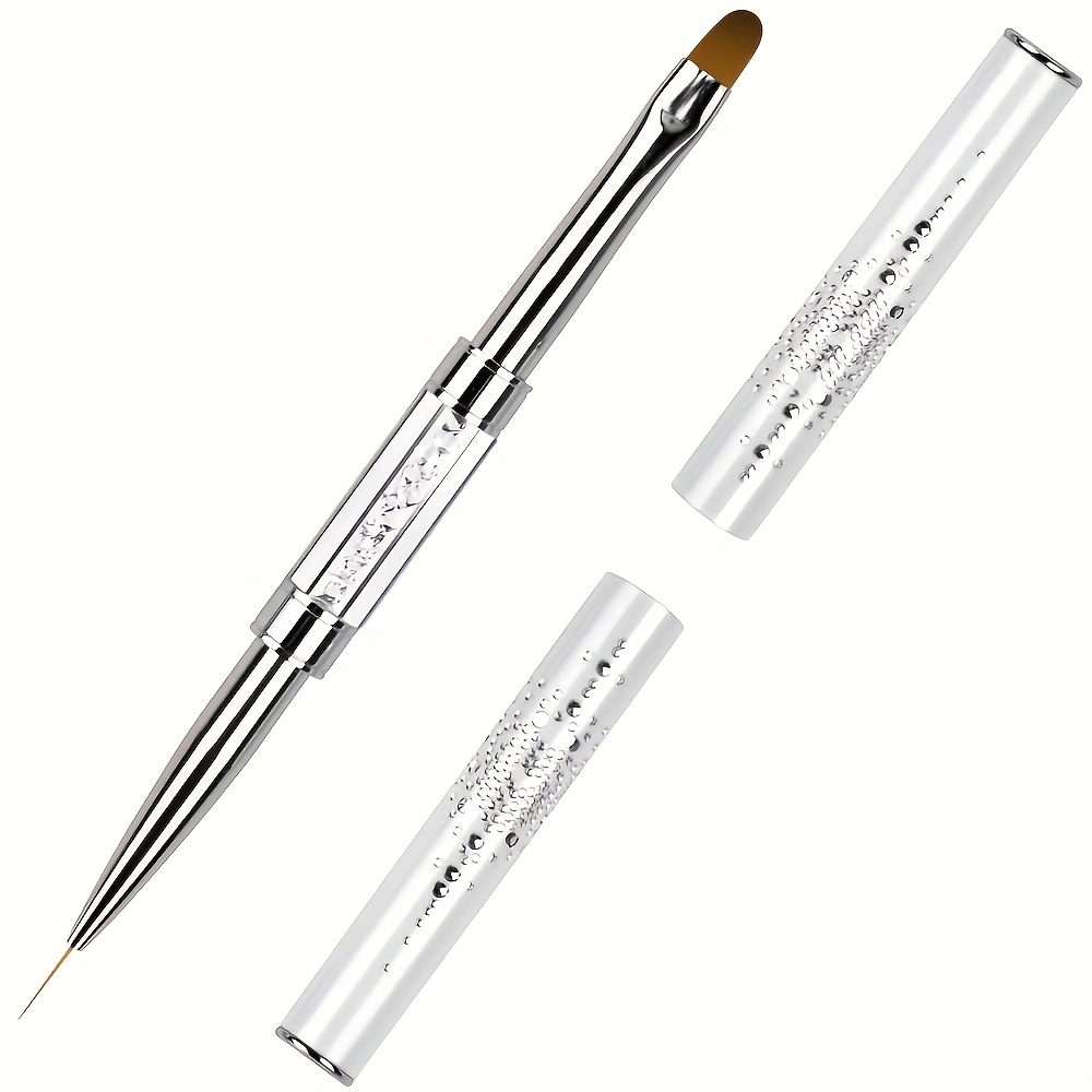 1pc dual ended nail art brush stainless steel   gel acrylic nail design tool 2 in 1 polygel brush and picker for quick nail extensions