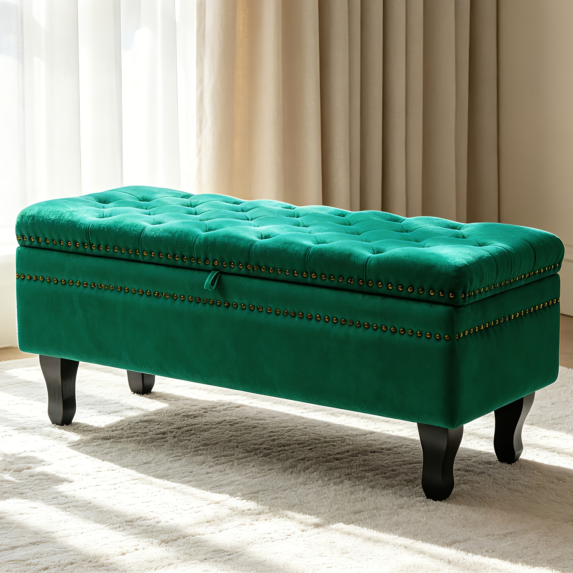 Image of Storage Stool, Storage Box With Storage Space, Foldable Bench, Loadable Up To 150kg, For Living Room Bedroom Hallway