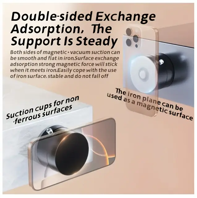 360 rotatable magnetic mobile phone holder vacuum magnetic suction cup folding rotating bracket foldable and adjustable multi functional vacuum suction cup bracket with double sided suitable for environments details 3