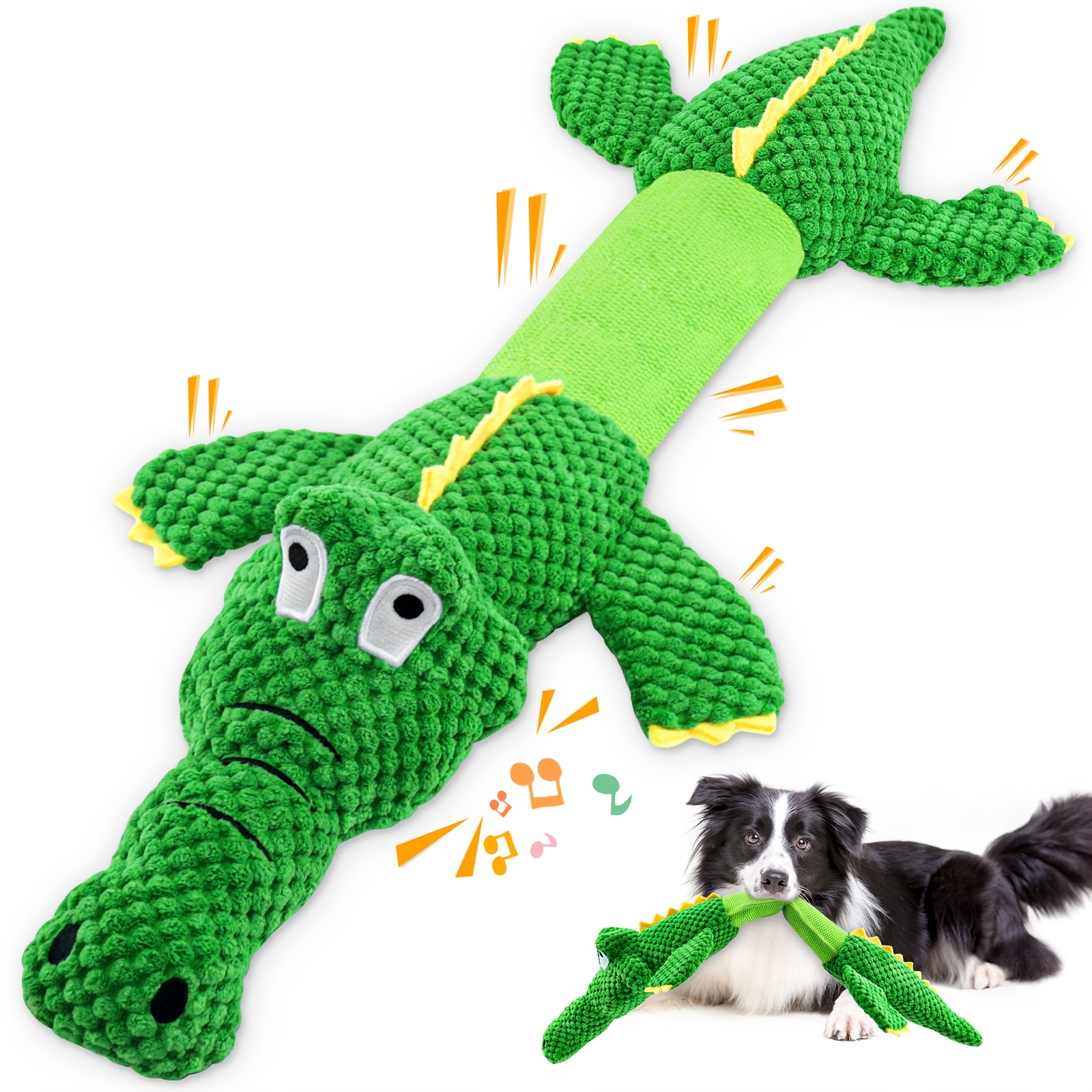 

Squeaky Stretch Alligator Dog Toy: Stuffed Dog Toy - Suitable For Small, Medium And Large Dogs, Without Battery