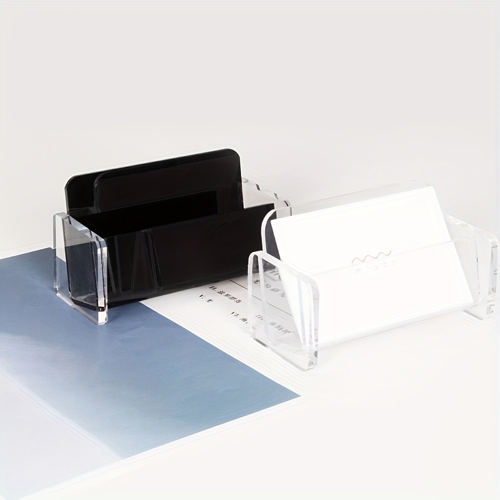 [Elegant Business Card Holder] 1pc Simple and Elegant Acrylic Desktop Business Card Holder | for Desk Storage, Suitable for Home, School, Office and Other Scenes