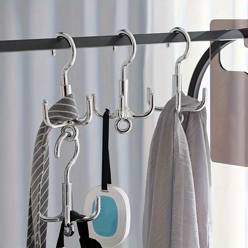 

Contemporary 4-claw Rotating Coat Hooks, Wall-mounted , Durable Plastic Material For Bathroom & Wardrobe Organization -