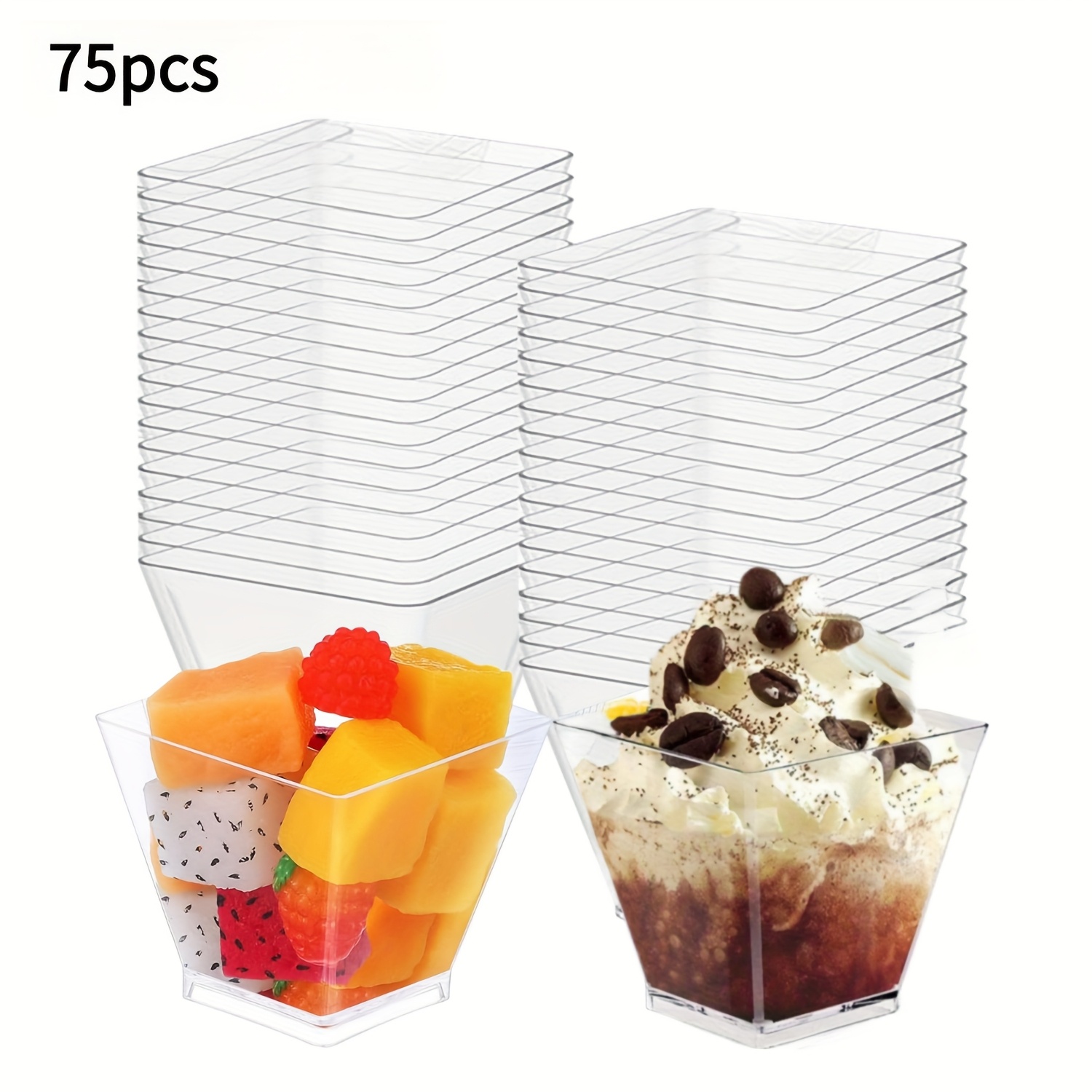 25/75pcs Clear Mini Dessert Cups (60ml/2oz) | Food-grade Ps, Reusable | Stackable Design For And Cleaning | Perfect For Weddings, Parties, Birthdays, Outdoors And Catering
