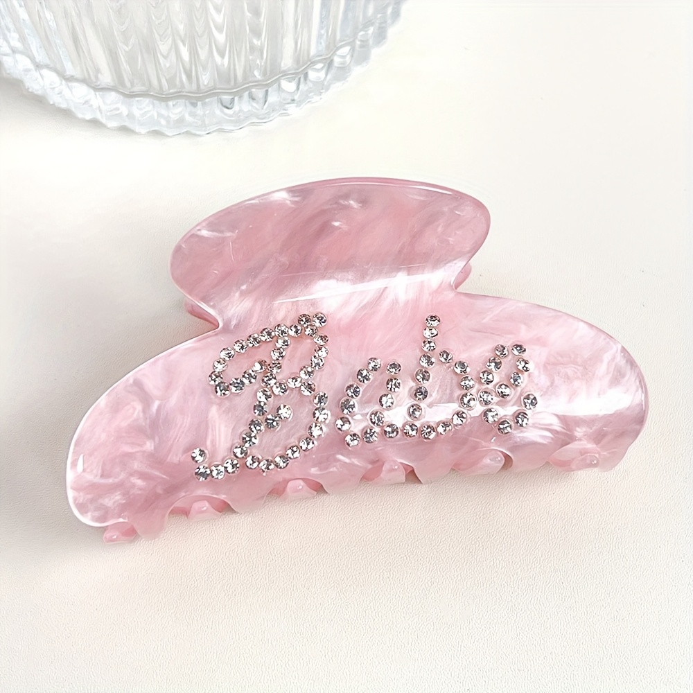 Image of 1pc Exquisite Acrylic Hairpin - Decorated With Rhinestones. A Durable Hairpin , Is Perfect For Bachelorette Parties, Bridal Showers, Wedding Days, As Gifts For Bridesmaids, And For Special Occasions