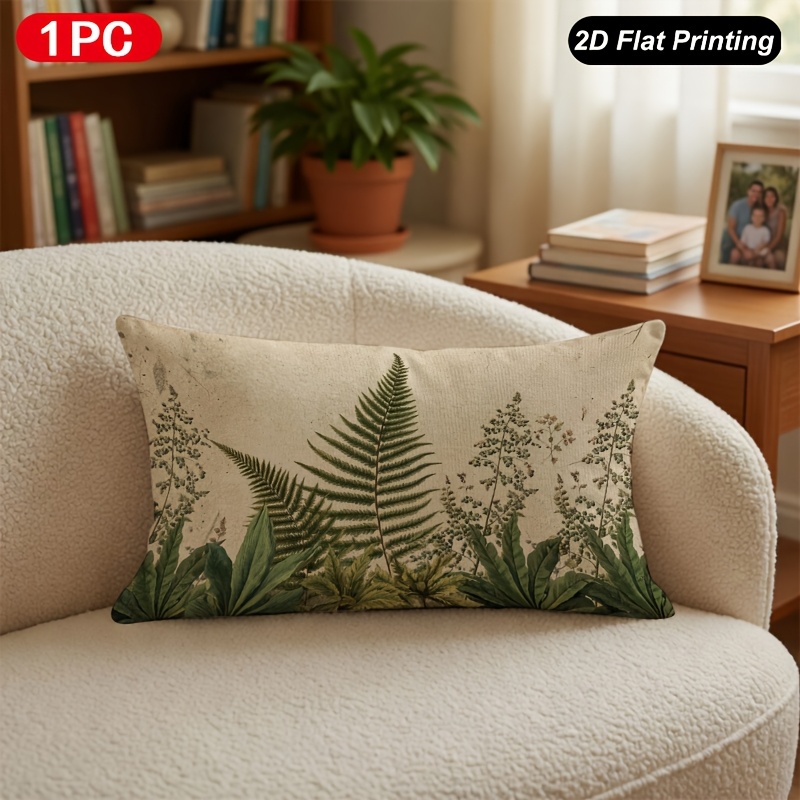 TEMU 1pc 2d Flat Printing Lumbar Throw Pillow Cover Beige Pillow Cover For Indoor Outdoor Farm Bedroom Living Room Sofa Car Interior Decoration 12x20