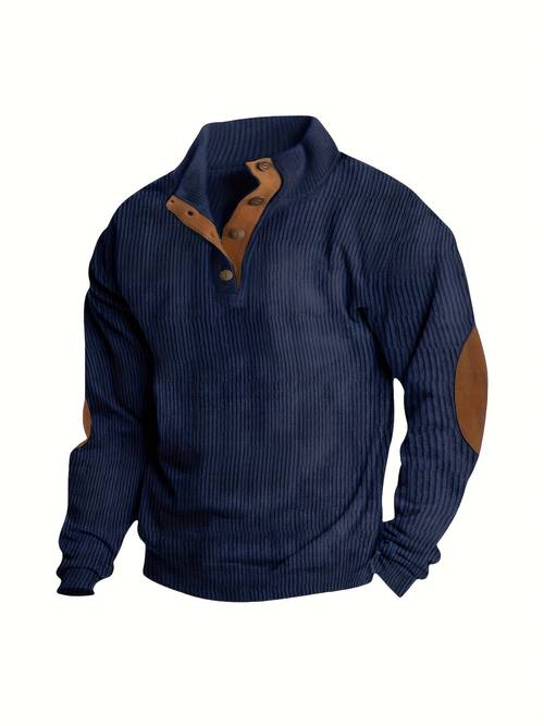 mens plus size casual cotton blend half zip pullover solid color lapel collar long sleeve top with button detail for winter and autumn clothing halfzip texture scacto plus size