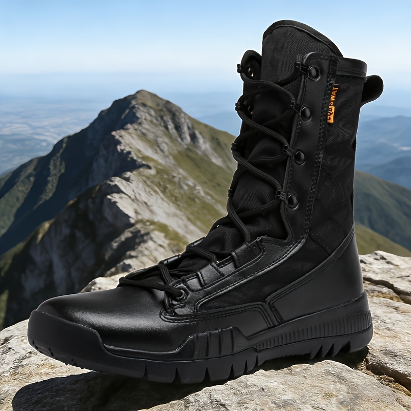 TEMU Men's Tactical Boots Are Essential For Tough Guys. Feature Breathable Mesh, Secure Lacing, Solid Soles, And Provide Great , Making Them Suitable
