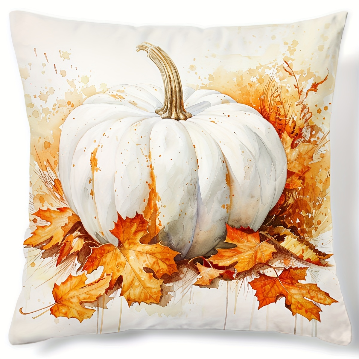 

Autumn Pumpkin & Decorative Pillow Cover 17.7x17.7" - Single-sided Print, Zip Closure, Polyester, Sofa & Bedroom - Home Accent, Hand Wash Only