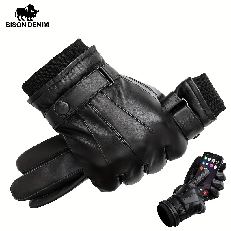 

Gants de mode en cuir d' pour homme DENIM - Compatible écran tactile, 100% peau d', doublure en , lavable à , gants chauds à doigts complets pour activités en , idéal cadeau d'anniversaire ou de