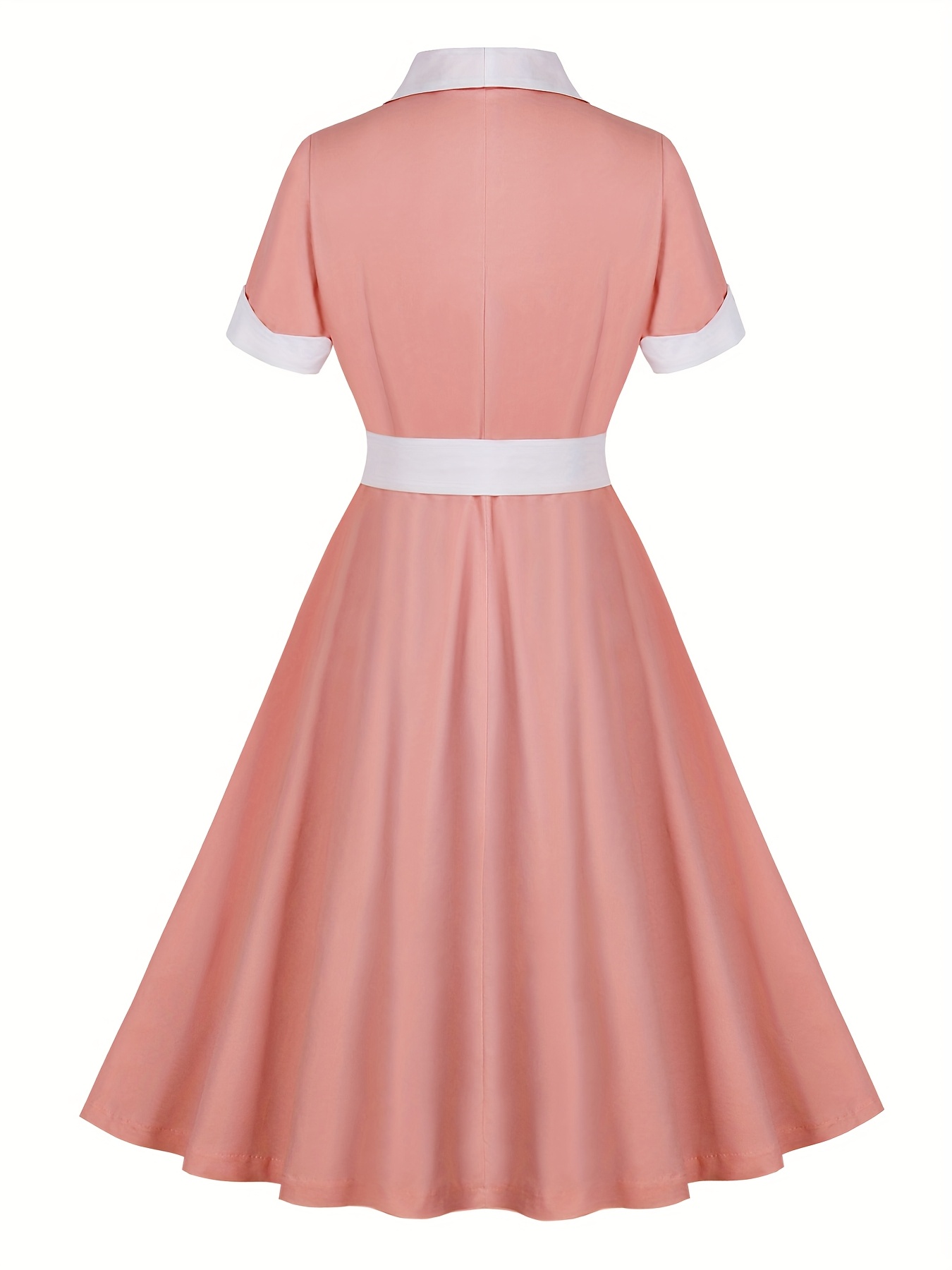 strapless open back dress Green Pink Floral Contrast Collar Midi Dress  SSYS