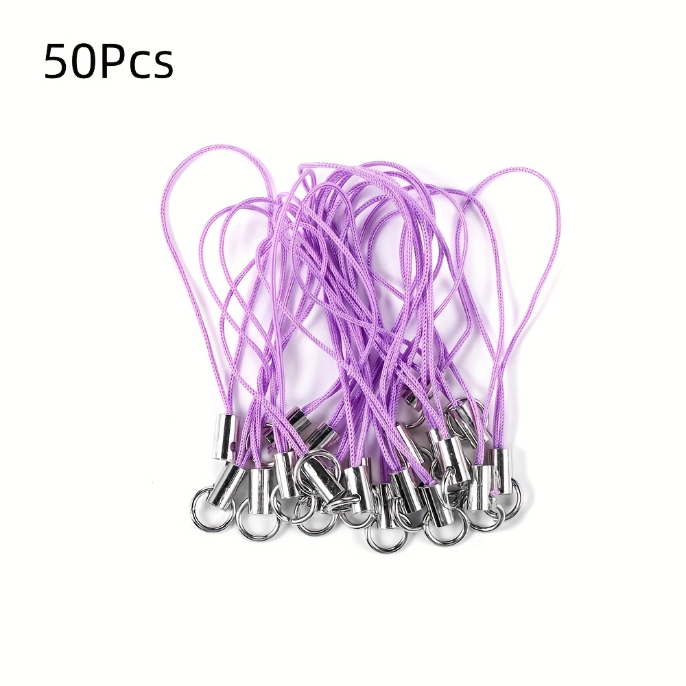 TEMU 50 Stück Bunte Nylon-Lanyard-Schlüsselanhänger mit Legierungsspringringen - Strapazierfähige Polyester-Fadenkordeln für DIY Schmuckherstellung,