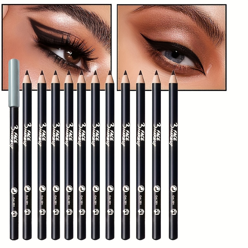 

12pcs Hard Tip Black Brow Pencils, Waterproof Smudge-proof Ultra-fine Eyebrow Eyeliner Pencil Set, Long-lasting Eye Makeup